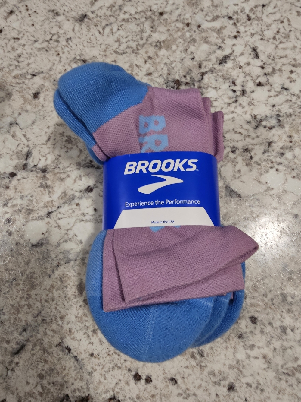 Brooks Ghost Performance Running Socks Crew MD Purple Blue Cushioned Made In USA
